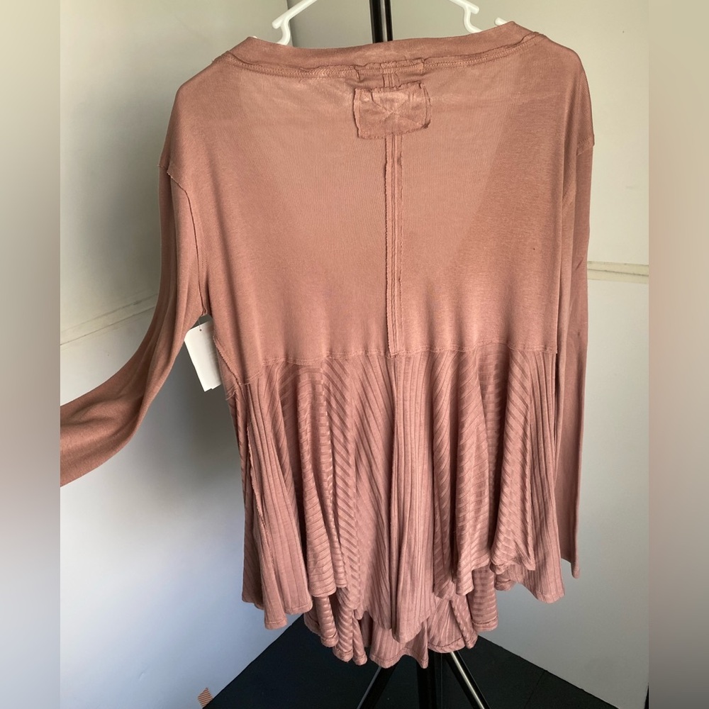 We The Free Long Sleeve Pleated Tunic in Mauve - Picture 7 of 7